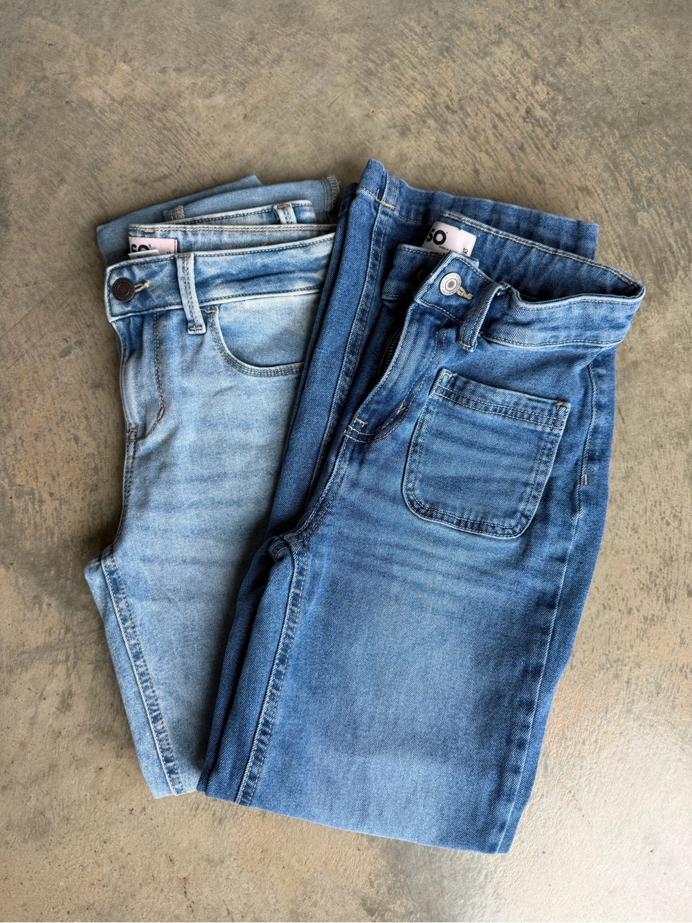 SO Kids Jeans Pair in Light Blue and Medium Blue Washes